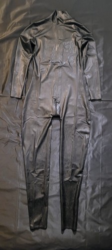 Black latex rubber - black, catsuit