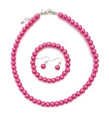 CLASSIC FAUX PEARL NECKLACE EARRINGS & BRACELET JEWELLERY SET VINTAGE 