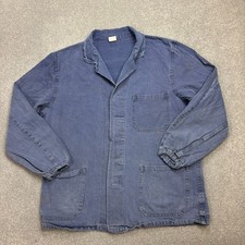 VTG French Jacket Womens Large Blue Workwear Chore Utility Military Ladies