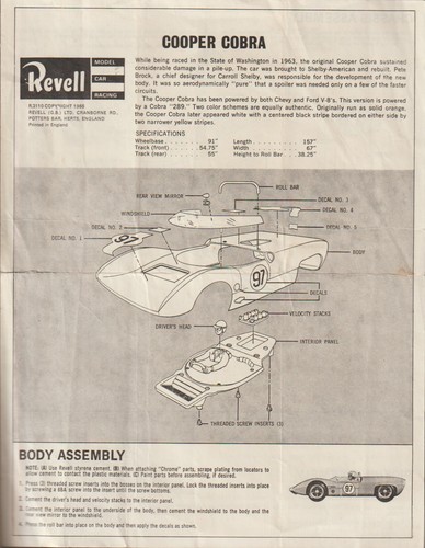 Revell cooper cobra assembly - cooper,