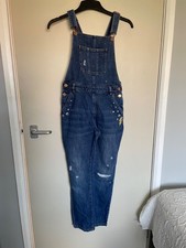 Marks and Spencer Blue Denim Dungarees age 11 / 12 years - distressed design