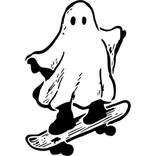 Ghost skateboard stencils - on,