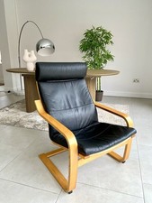 IKEA POANG Black Leather