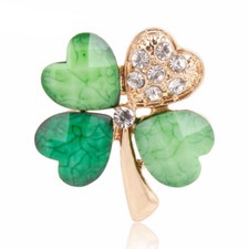 Four 4 Leaf Clover Flower Petal Shamrock Irish Clothing Brooch Pin Gift Bag