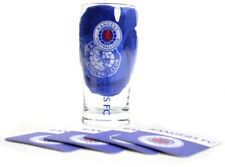 Official Glasgow Rangers Mini Bar set Pint Glass Bar Towel 4x coasters New