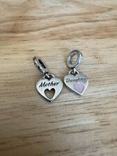 Genuine Pandora Mother & Daughter Double Heart Split Pair Dangle Charm
