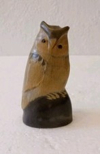 Owl Sculptured Hand Carved Buffalo Horn Owl Figurine 