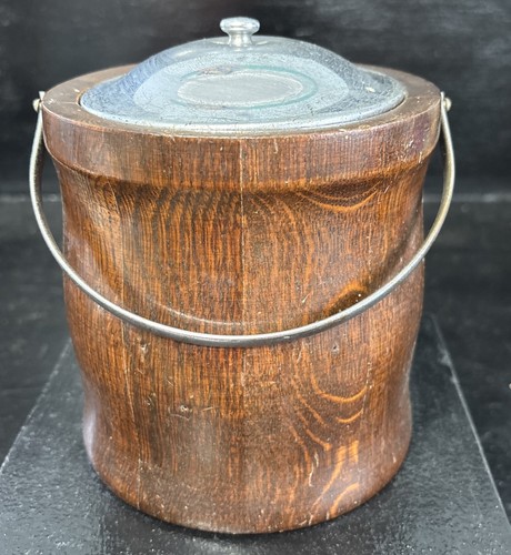 Vintage oak wooden tobacco jar - wooden,
