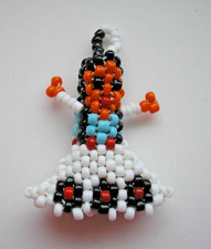 VINTAGE USA NATIVE AMERICAN SEED BEAD GIRL 4cm CHARM FOR NECKLACE,  KEY RING, BA