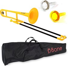 YELLOW PLASTIC TROMBONE WITH