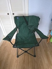 MAC Sports Steel Folding Armchair - Green Camping Chair w Cup Holder & Carry Bag