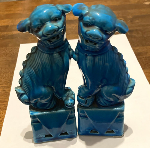 Pair blue glazed - blue,
