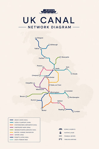 Canal network diagram - network,