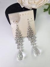 Miriam Haskell Rhinestone Costume Droplet Earings on Card