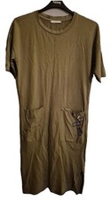 Pull & Bear Womens Medium Khaki Green Military Style Long T-Shirt Dress FreeP&P