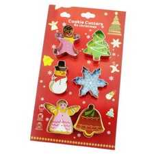 6pc Set of Christmas Cookie Cutters Christmas Tree Snowflake Snowman Angel Bell