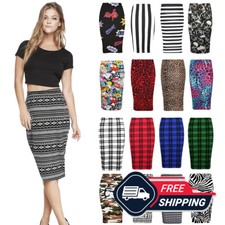 Womens Pencil Midi Skirt