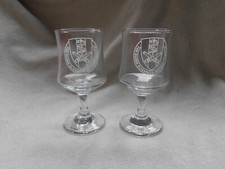 QUEEN ELIZABETH MILITARY HOSPITAL ~ PAIR STEM DRINKING GLASSES with CREST DETAIL