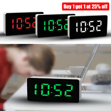 LED Electric Digital Alarm Clock Mains Power Mirror Temperature Display Bedside
