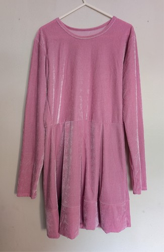 Pink velour skater dress with - pink,