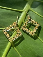 Gold Square Resin earrings