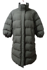 M&S Per Una Womens Long Coat size 18 Warm Feather & Down Padded Quilted Khaki