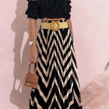 Ladies Black Chevron Printed