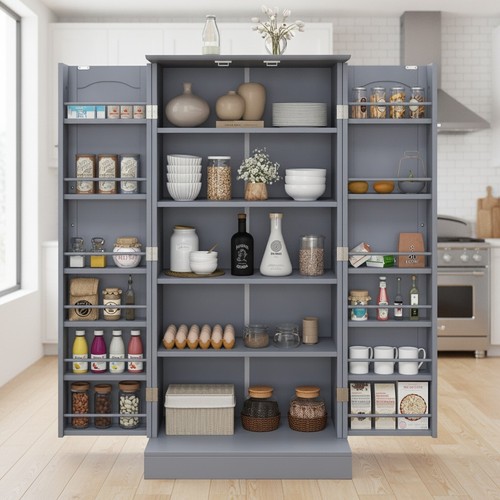 Grey kitchen pantry cabinet - grey,