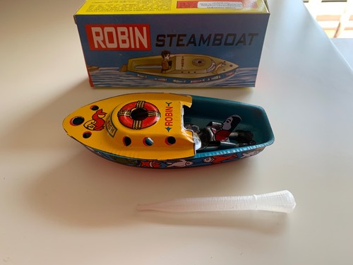 Vintage tinplate robin boxed - robin,