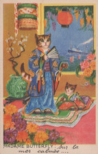 French song cat postcard Opera