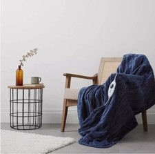 Cozee Home Faux Fur Tipped Heated Throw,Navy 9 Settings (FAULTY)