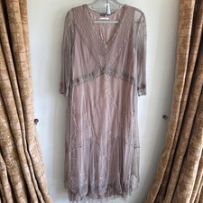 Nataya Women’s Dress Size XL Pink Nude Brown Embroidered