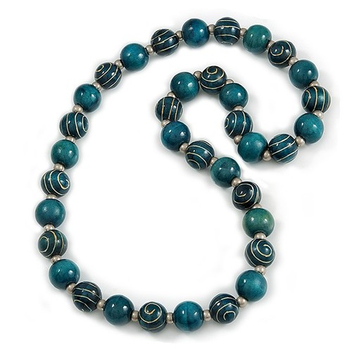 Chunky round wooden bead - wooden, long