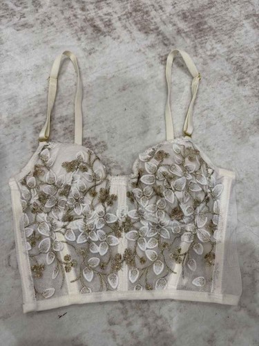 Floral embroidered mesh corset - floral,