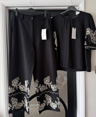 Zara black embroidered - black, linen