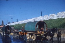 35mm Glass Slide - Horse Drawn Gypsy Wagons On The Road, Early 1960s