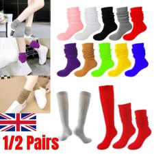 1/2 Pairs Slouch Socks Cotton Scrunch Knee High Extra Long and Heavy Socks Women