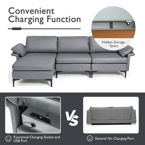 Modular shaped seater sofa - modular, 3-seater