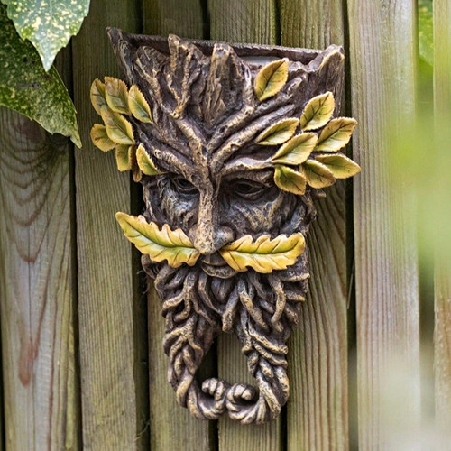 Green man resin face - man,