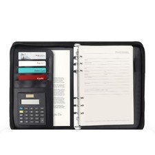 A5 Black Zip Closure Leather