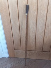 Antique Edwardian Gents 92cm Walking Cane with Antler Handle.Brass Ferrule 