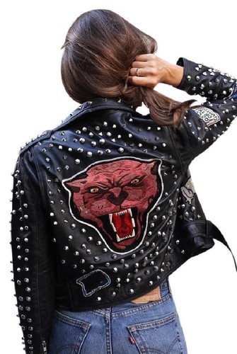 Zara tiger leather - leather, studded