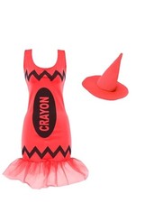 LADIES RED CRAYON DRESS & HAT