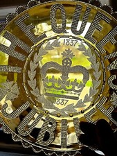 1887 Queen Victoria jubilee Amber glass platter 10.25inches x 1 inch 