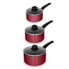 Swan Townhouse 3 Piece Saucepan Set, Red SWPS5023RED