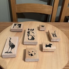 Wooden Rubber Animal Stamp Set