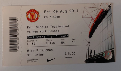 Ticket stub paul scholes - stub-paul,