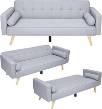 3 Seater Fabirc Sofa Bed Click Clack Living Room Settee Armchair Couches Grey