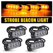 4 LED Amber Recovery Strobe Flashing Grille Light Lightbar Truck Beacon Lamp