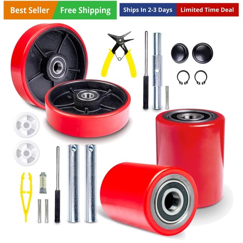Pallet jack truck full set - pallet, red